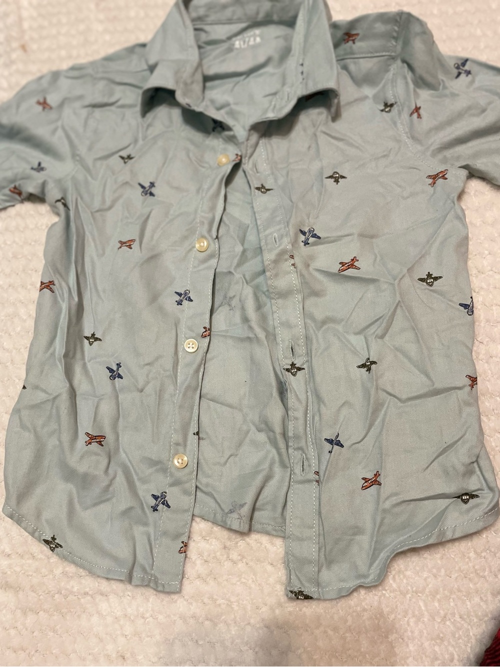 Carter's Light Blue Button-Down Shirt with Airplane Print